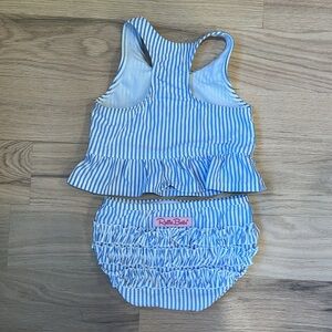 Ruffle Butts Pinstripe Bikini and Hat.